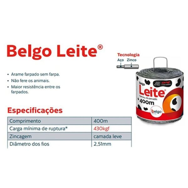 Arame Farpado Sem Farpas Belgo Leite 400 m