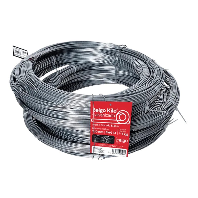 Arame galvanizado Belgo Kilo 2,10 - 1kg - Feixe com 10 rolos - 10 KG