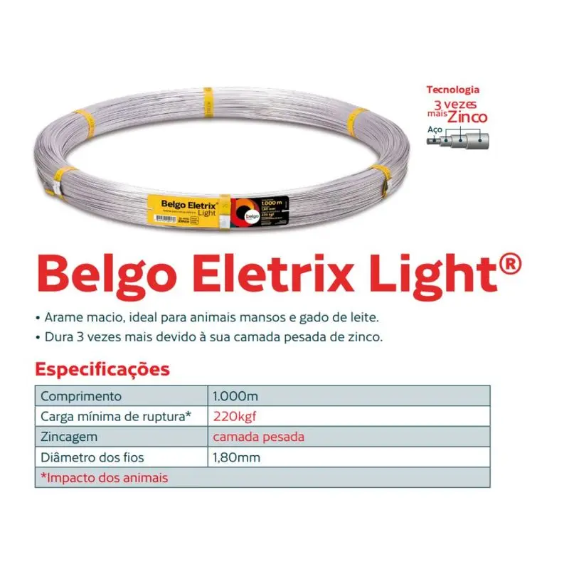 Arame para Cerca Elétrica Belgo Eletrix Light Gvd 1000m