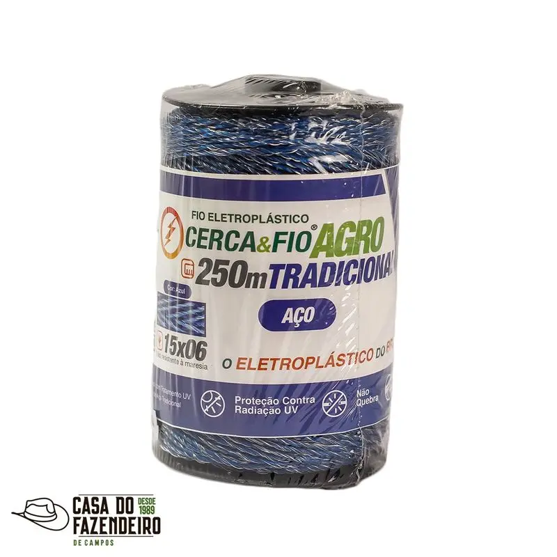 Cerca Elétrica Rural Agro Fio Eletroplástico 250m Aço