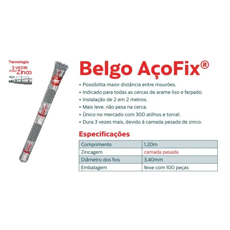 Distanciador Belgo Açofix Motto 3,40 mm com Atilhos